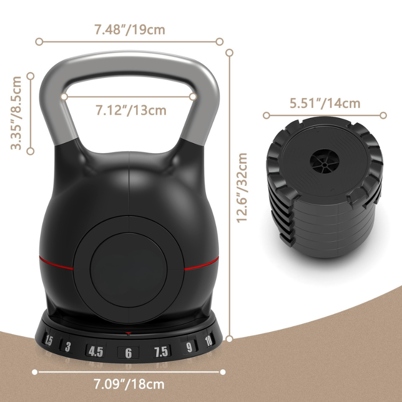 7-in-1 Adjustable Kettlebell for Strength Training, Quick-Adjust Weight System 3.5–22.5 lbs, Compact Home Gym Kettlebell