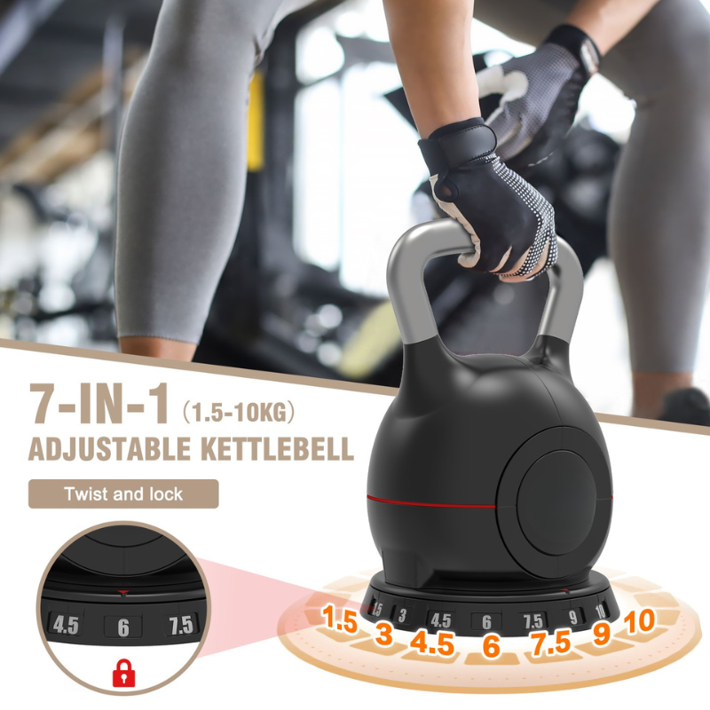 7-in-1 Adjustable Kettlebell for Strength Training, Quick-Adjust Weight System 3.5–22.5 lbs, Compact Home Gym Kettlebell