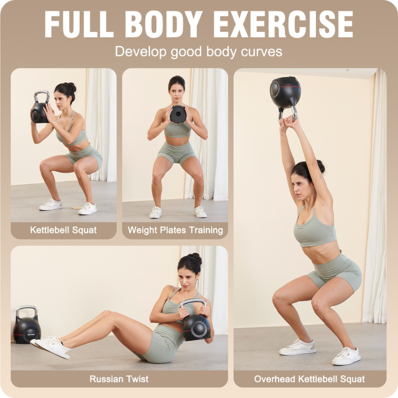 7-in-1 Adjustable Kettlebell for Strength Training, Quick-Adjust Weight System 3.5–22.5 lbs, Compact Home Gym Kettlebell