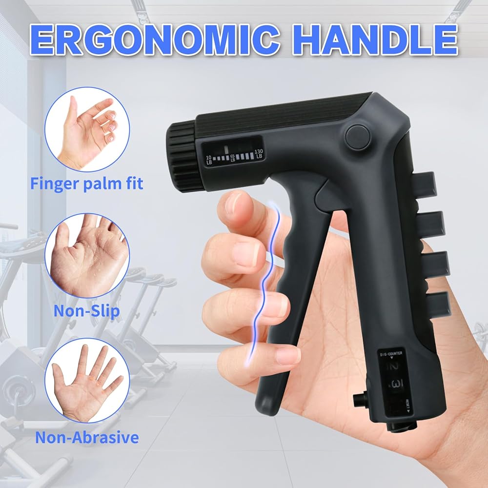 Flex Vibe PowerGrip Pro - Adjustable Hand Grip Strengthener with Counter for Wrist & Forearm Training