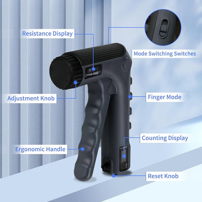 Flex Vibe PowerGrip Pro - Adjustable Hand Grip Strengthener with Counter for Wrist & Forearm Training