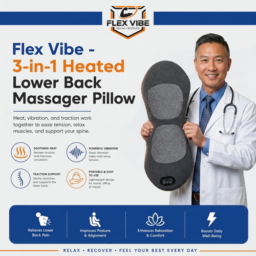 Flex Vibe - 3-in-1 Heated Lower Back Massager Pillow